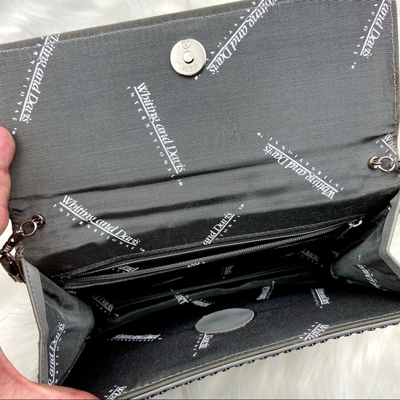 VINTAGE Grey Mesh Whiting and Davis Chain Link Purse Handbag to Crossbody - Picture 4 of 7